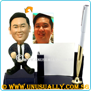 Custom 3D Boss Figurine On Pen Cum Namecard Holder Base